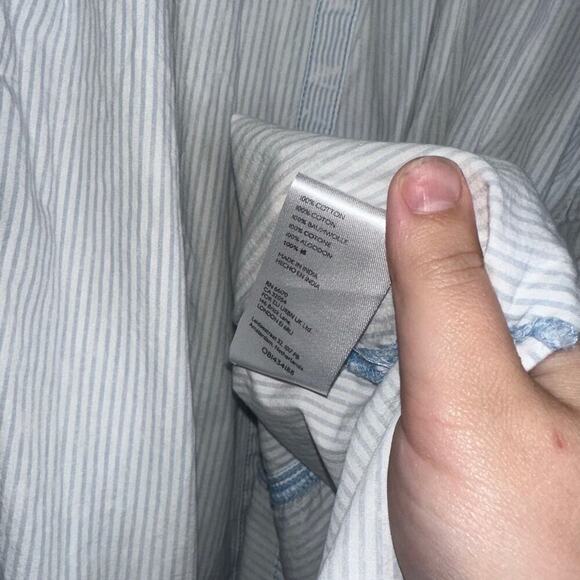 We The Free Oxford Swing Tunic Light Blue Striped Size Large Oversized Fit - Picture 5 of 8